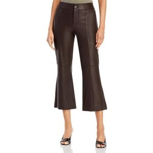 Vince Leather Flared Pants, Size 00,  Mahogany Brown